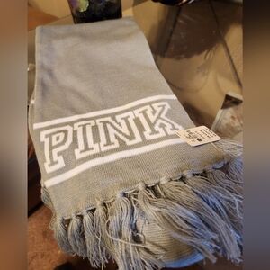 PINK Victoria's Secret Gray Fringed Decorative Scarf NWT